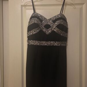 Blondie Nites Strapless Black Dress with Silver Embellishments